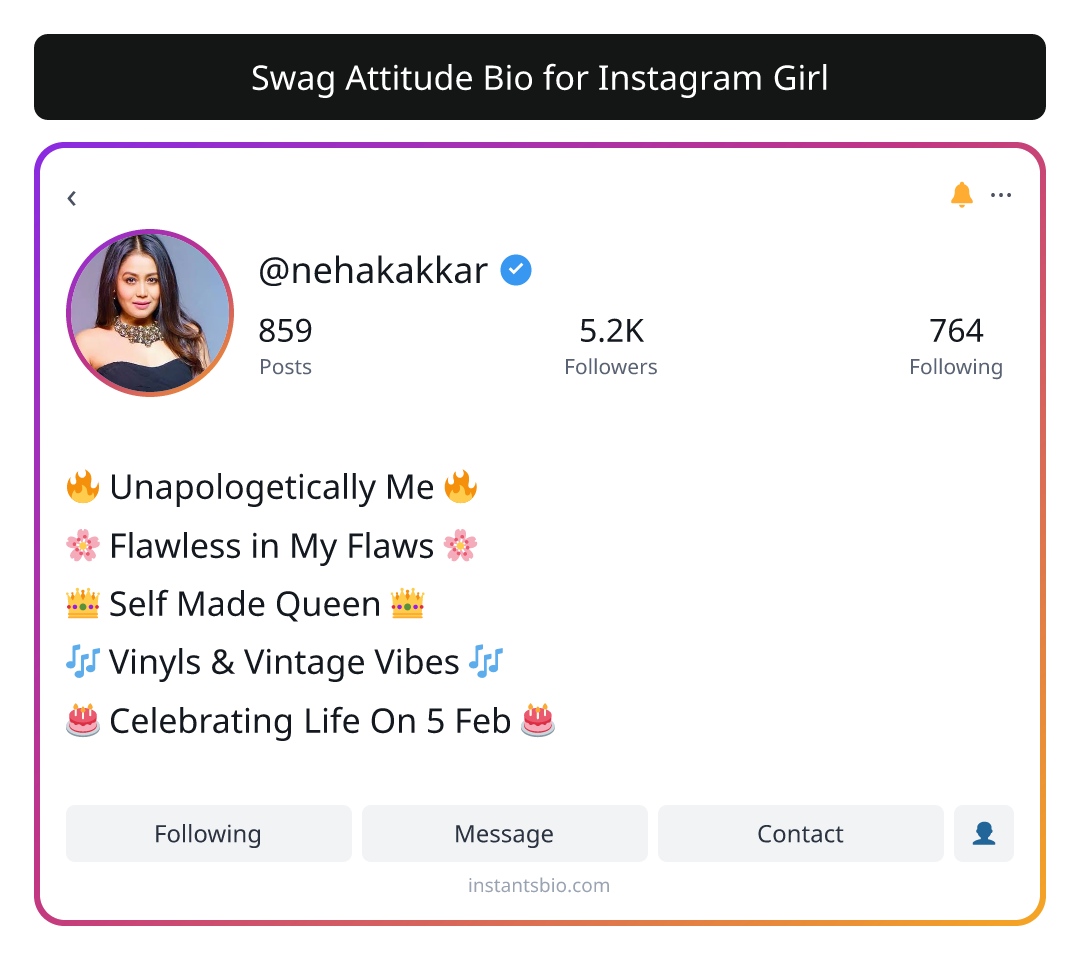 Swag Attitude Bio for Instagram Girl