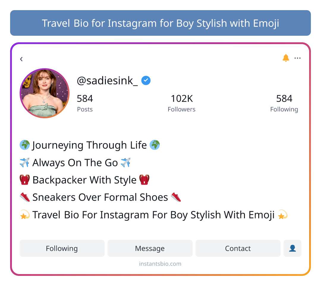 Travel Bio for Instagram for Boy Stylish with Emoji
