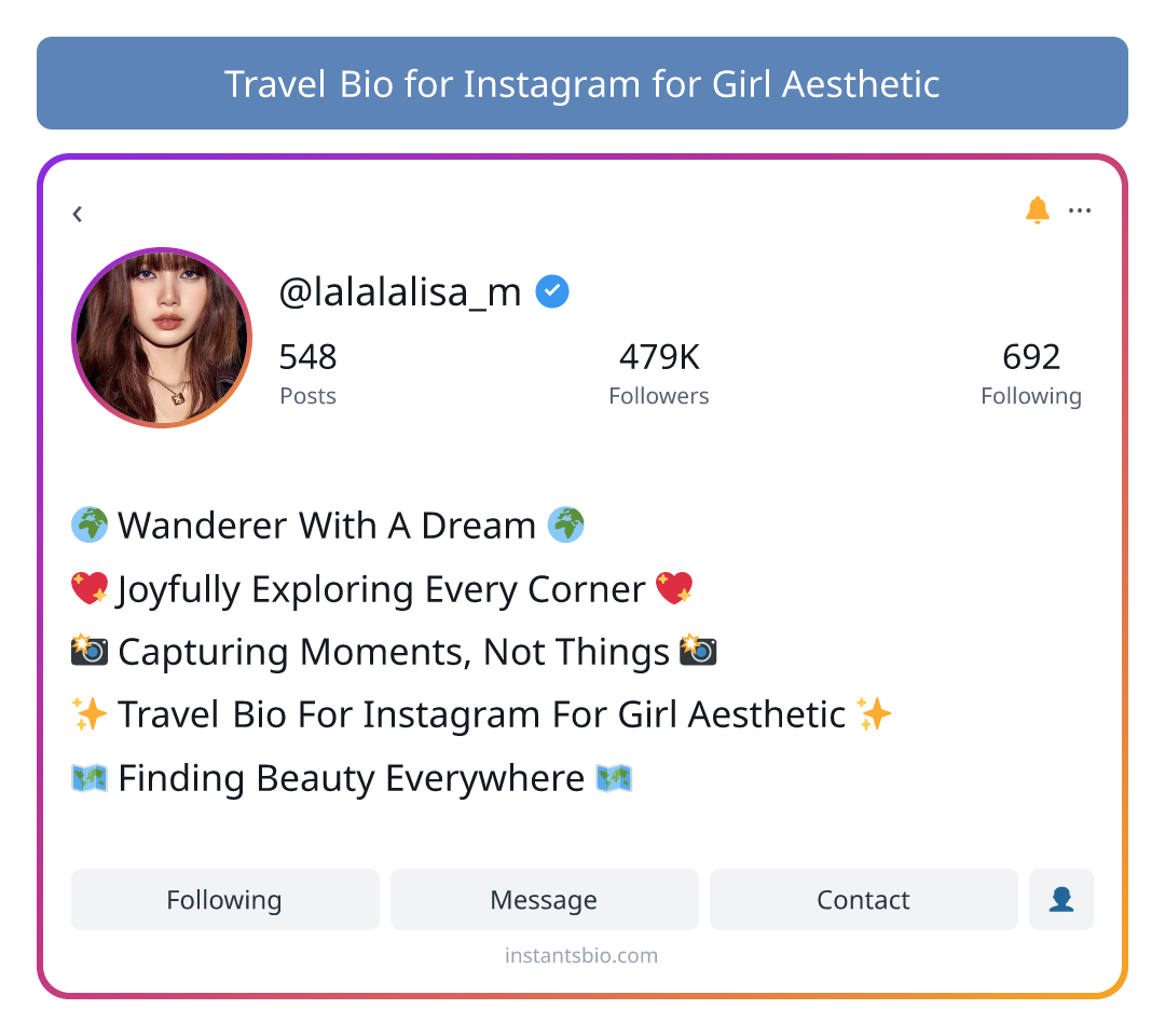 Travel Bio for Instagram for Girl Aesthetic