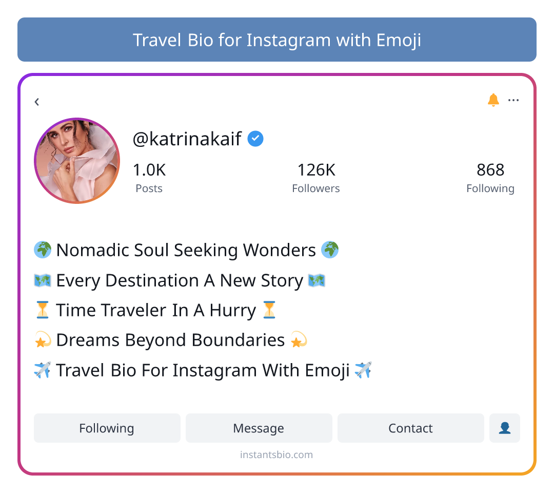 Travel Bio for Instagram with Emoji