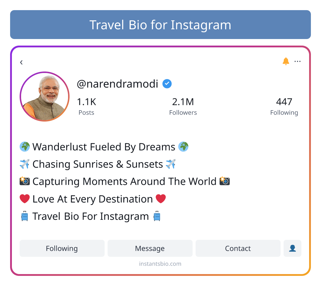 Travel Bio for Instagram
