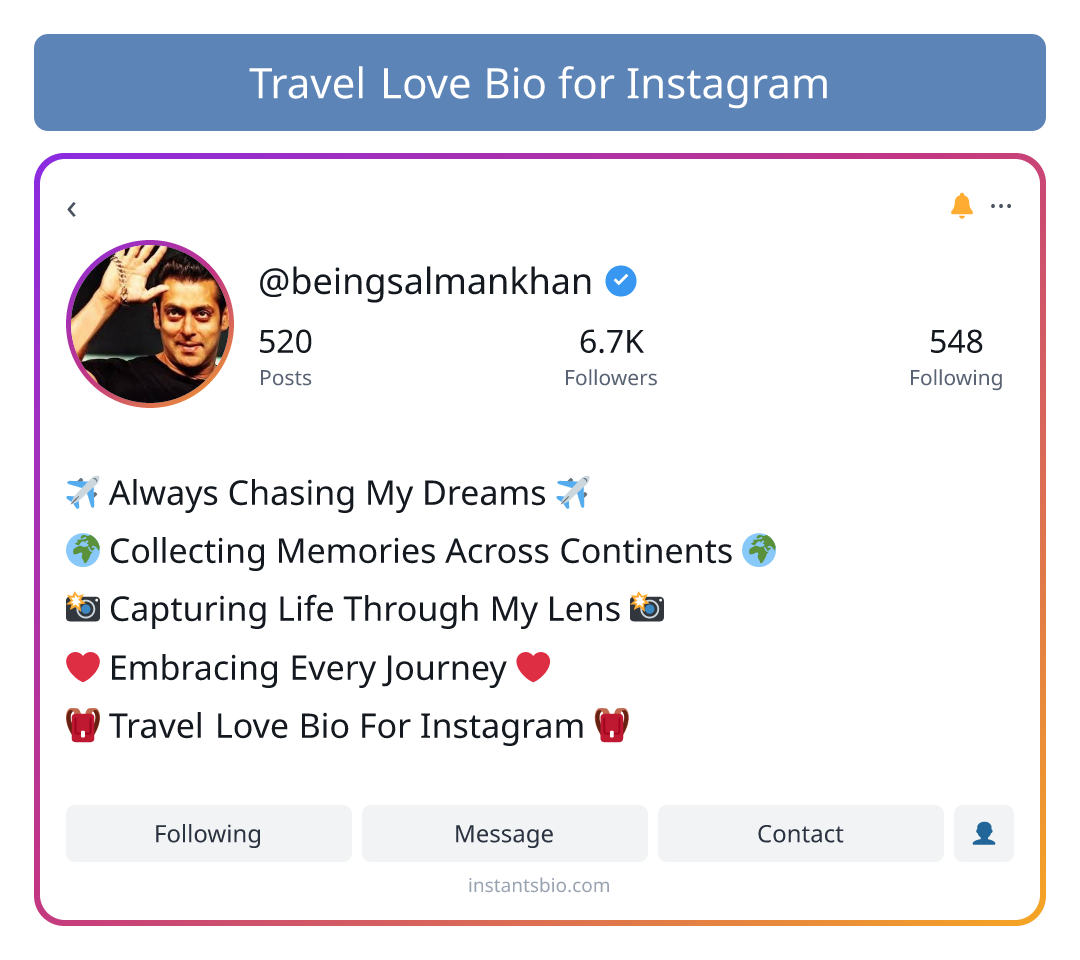 Travel Love Bio for Instagram - travel bio for instagram
