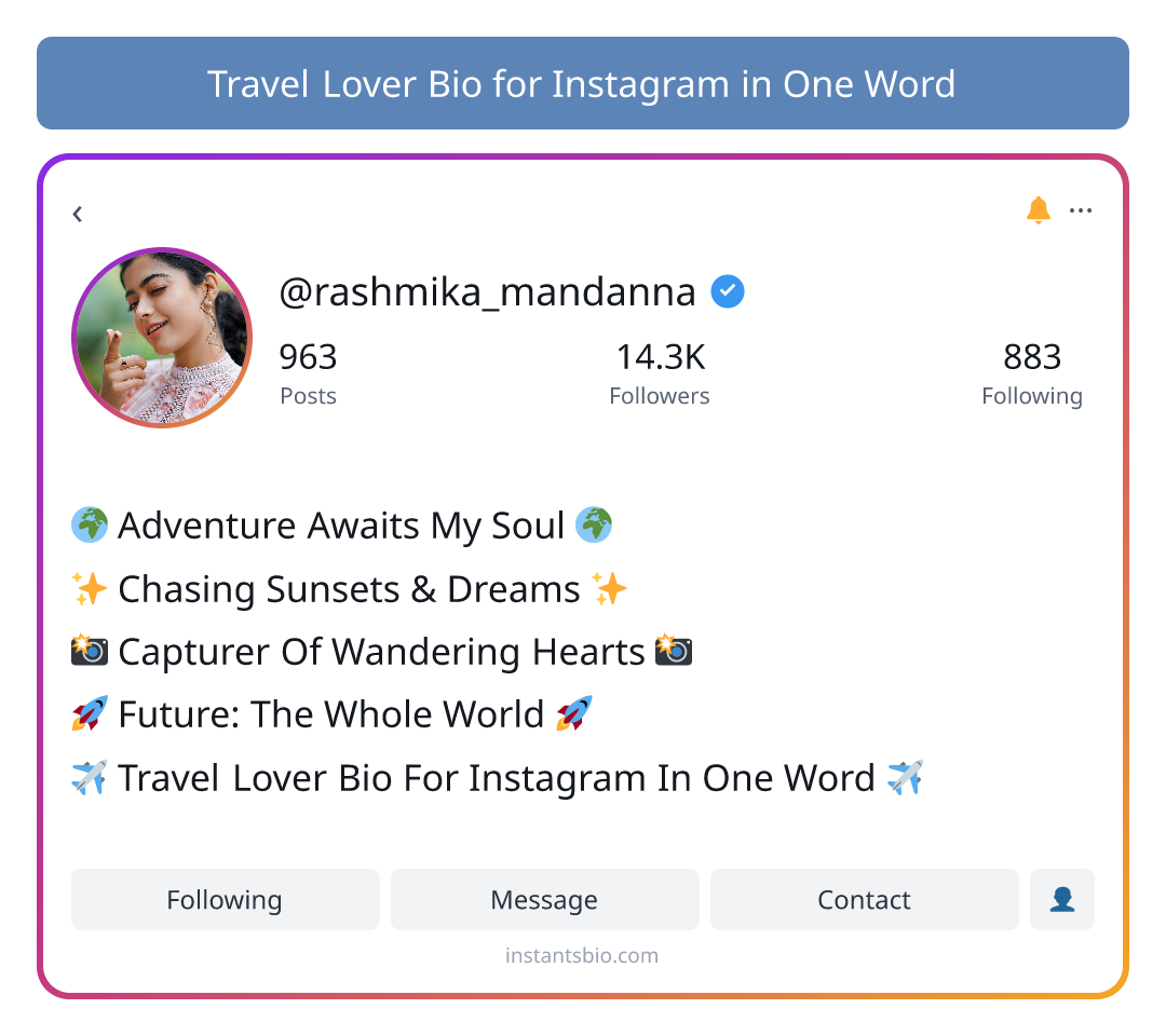 Travel Lover Bio for Instagram in One Word - travel bio for instagram