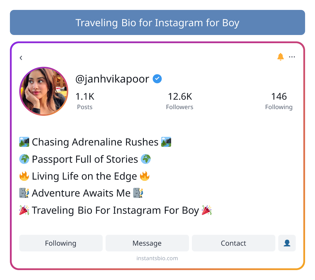 Traveling Bio for Instagram for Boy - travel bio for instagram