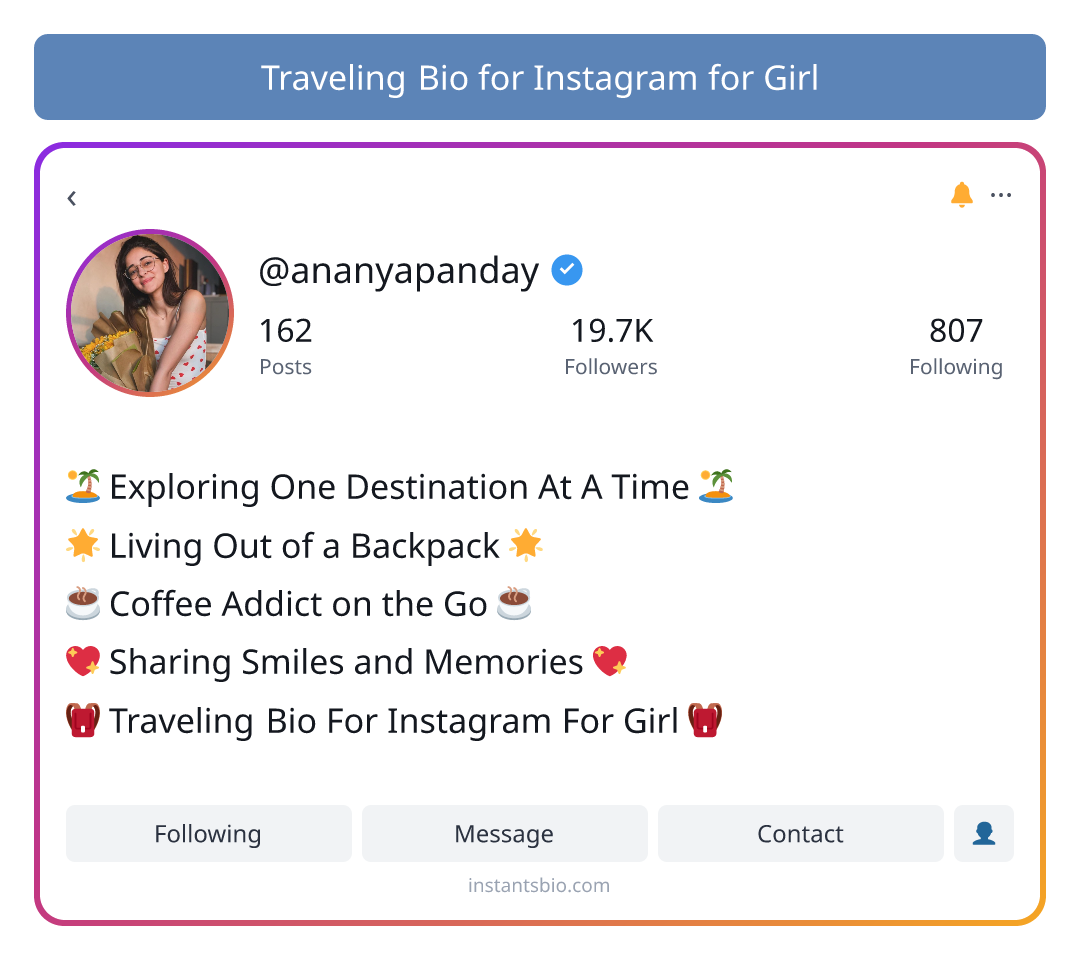 Traveling Bio for Instagram for Girl - travel bio for instagram