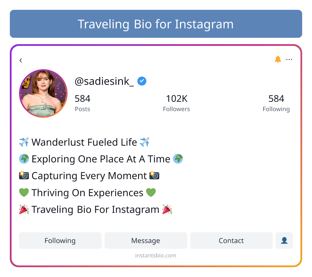 Traveling Bio for Instagram - travel bio for instagram