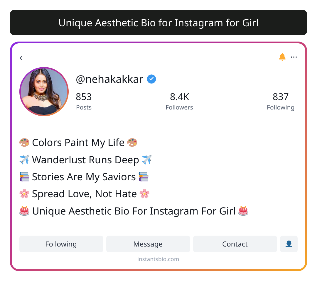 Unique Aesthetic Bio for Instagram for Girl