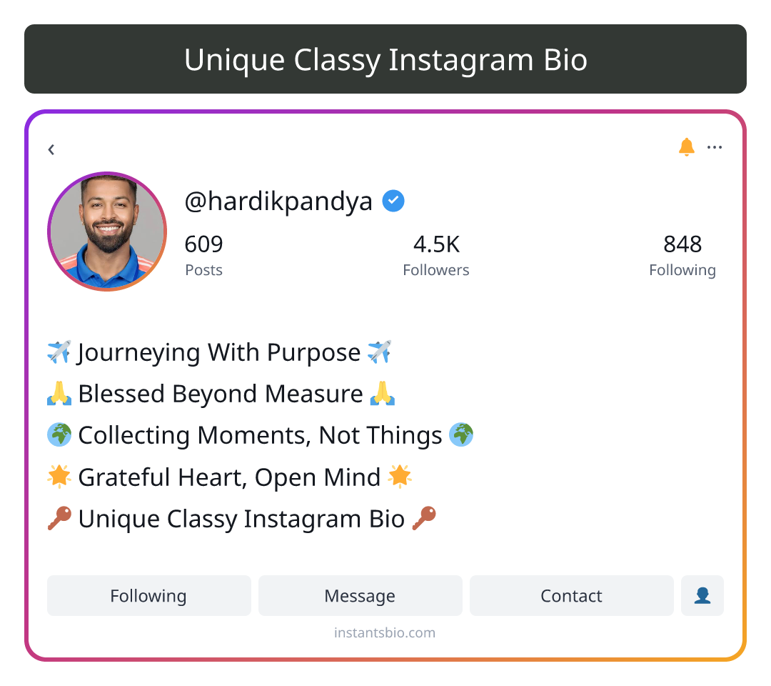 Unique Classy Instagram Bio