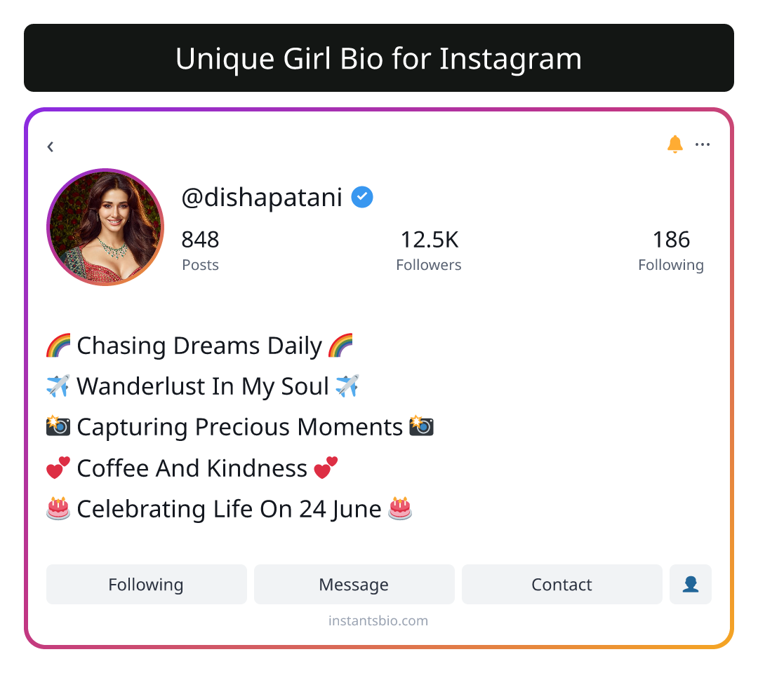 Unique Girl Bio for Instagram
