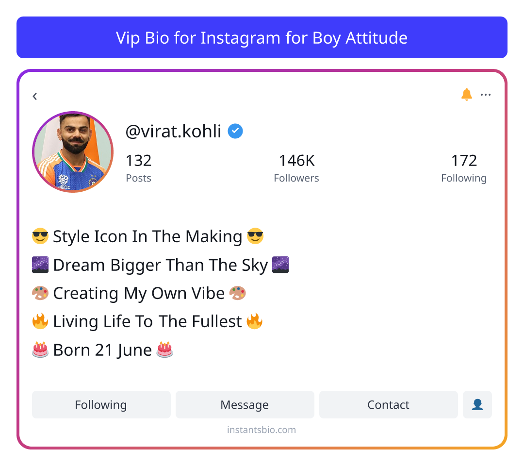 Vip Bio for Instagram for Boy Attitude