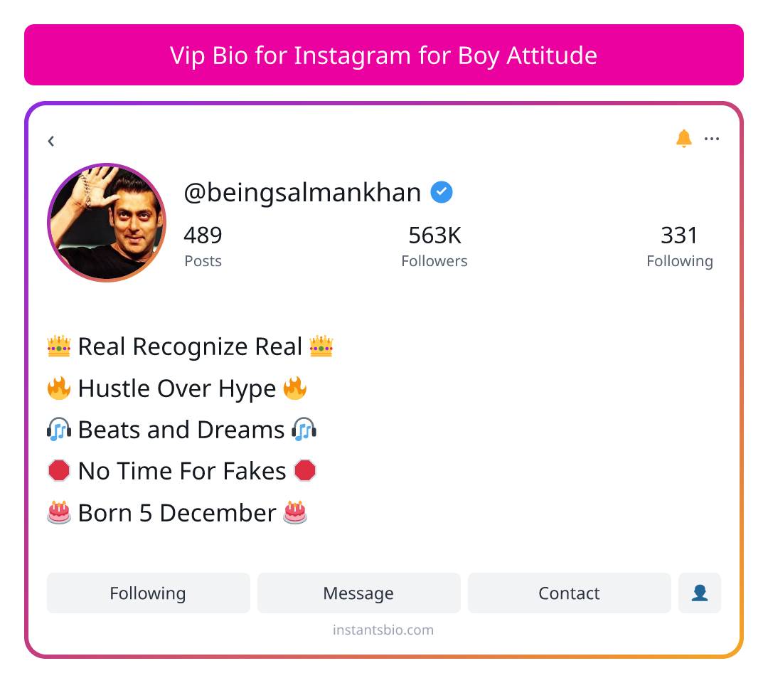 Vip Bio for Instagram for Boy Attitude