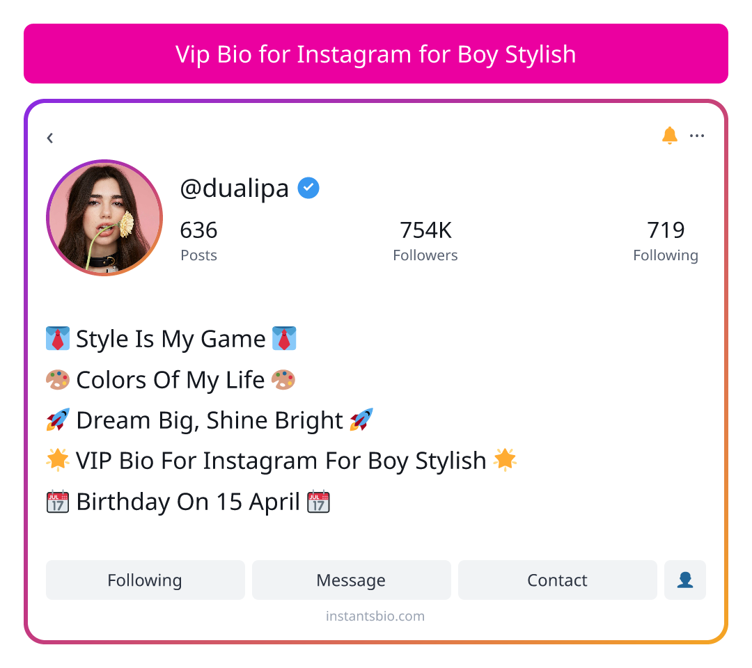 Vip Bio for Instagram for Boy Stylish