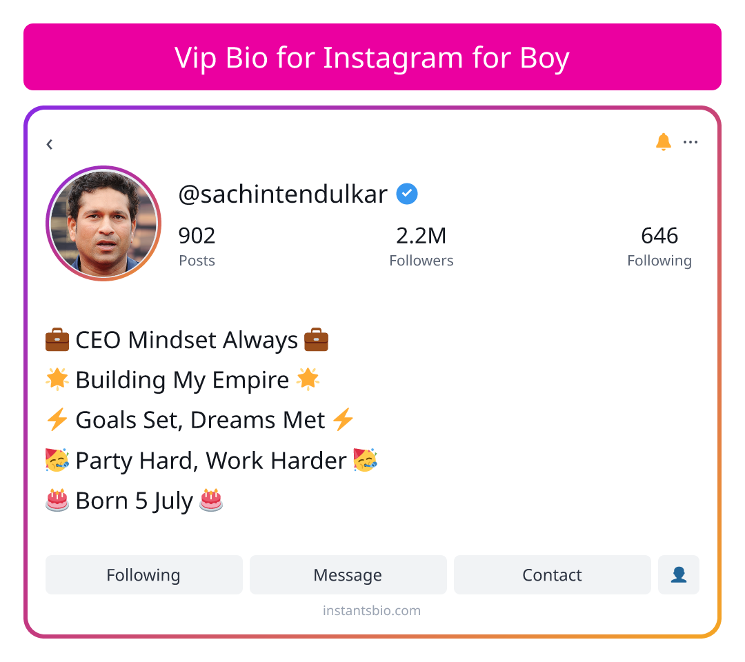 Vip Bio for Instagram for Boy