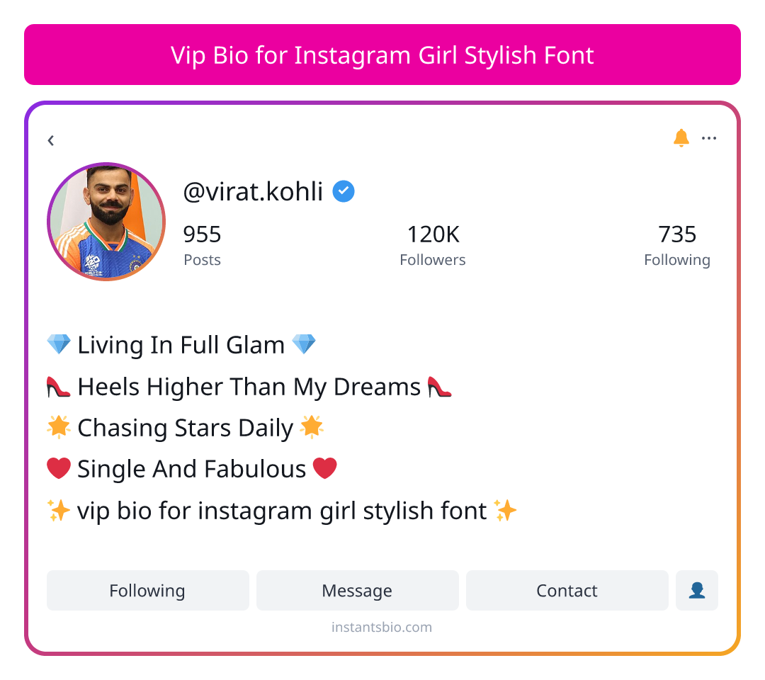 Vip Bio for Instagram Girl Stylish Font