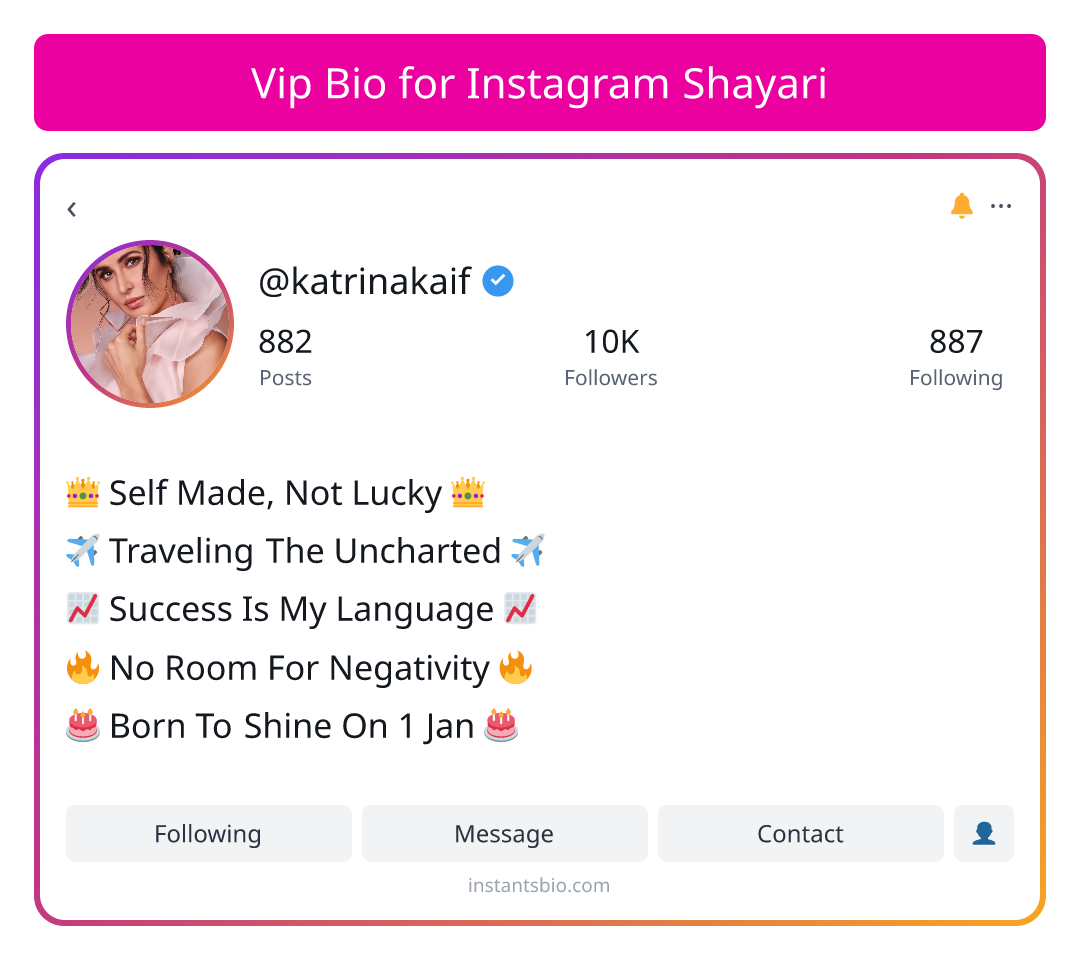 Vip Bio for Instagram Shayari