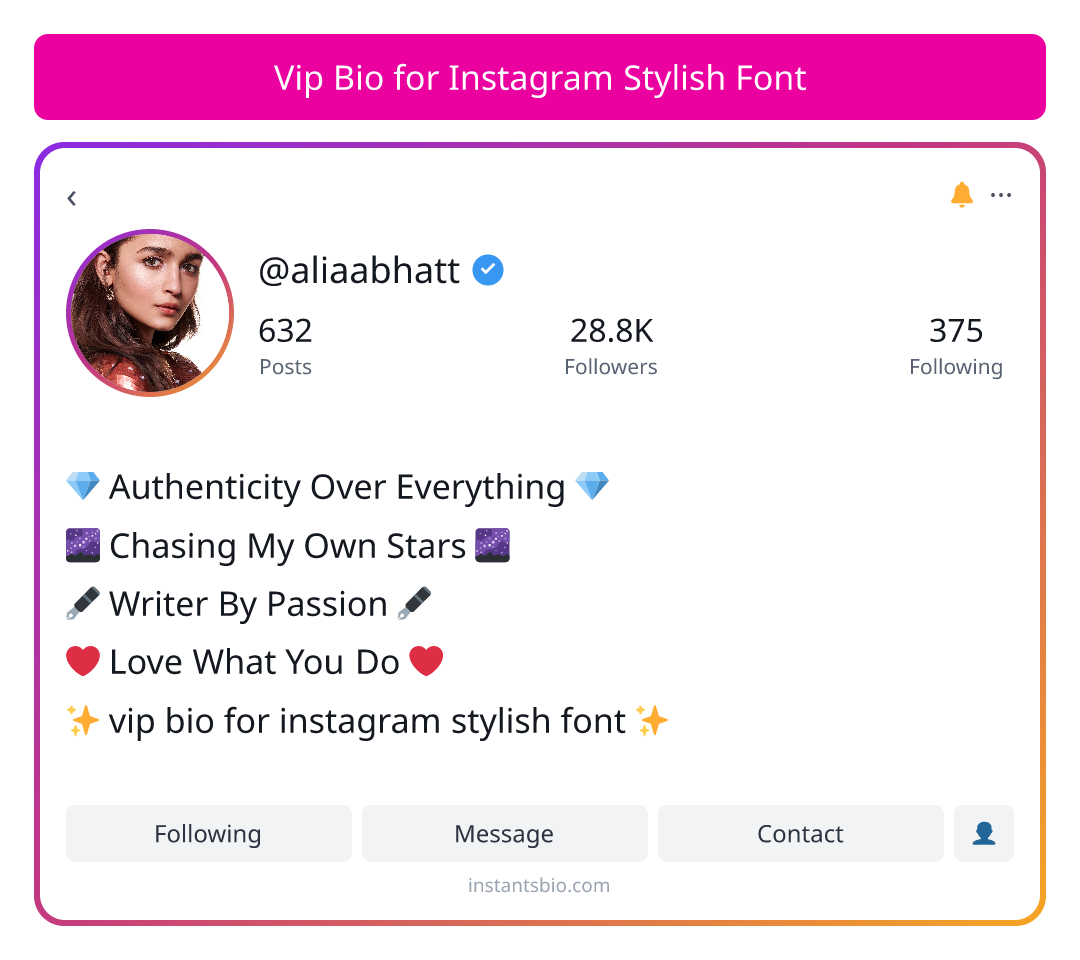 Vip Bio for Instagram Stylish Font