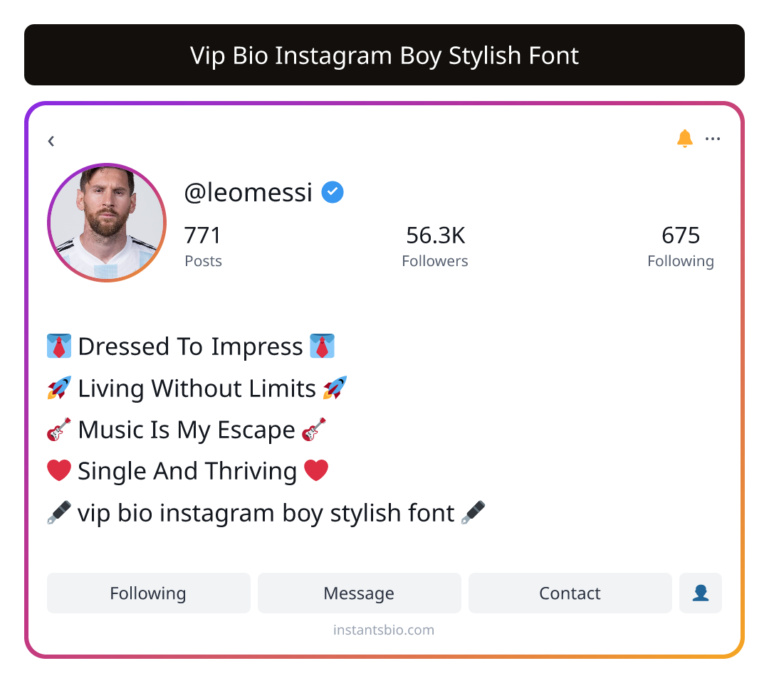Vip Bio Instagram Boy Stylish Font