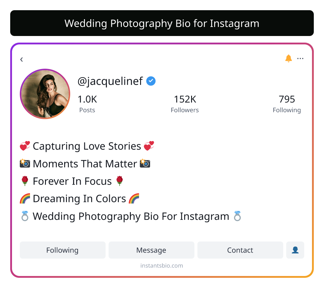 Wedding Photography Bio for Instagram