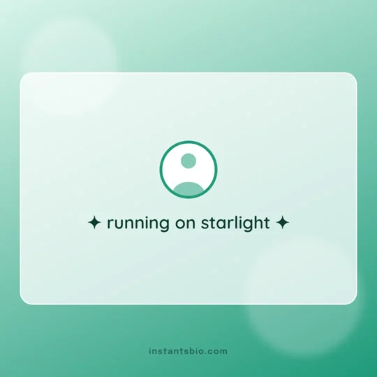 Aesthetic Bio For Instagram card: ✦ running on starlight ✦