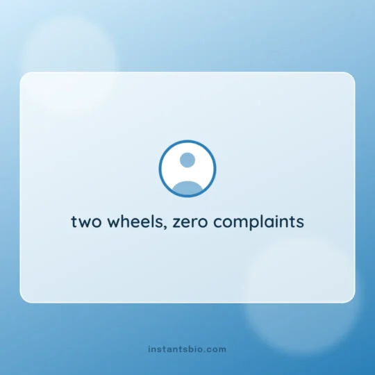 Boys Bio For Instagram card: two wheels, zero complaints