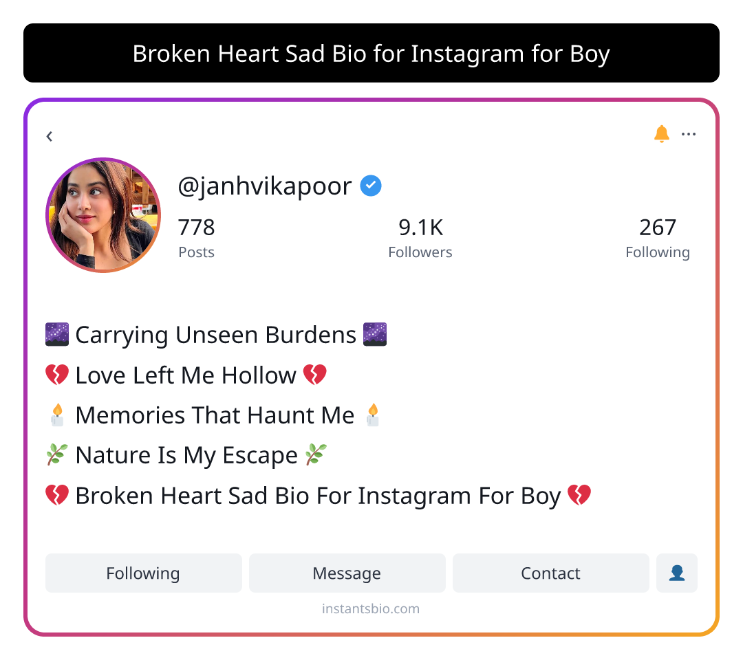 Broken Heart Sad Bio for Instagram for Boy - broken sad bio instagram
