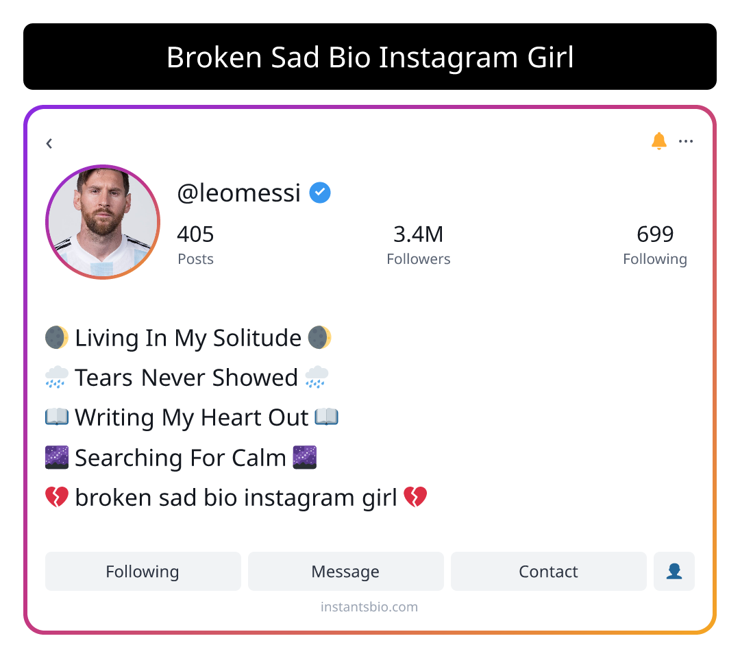 Broken Sad Bio Instagram Girl