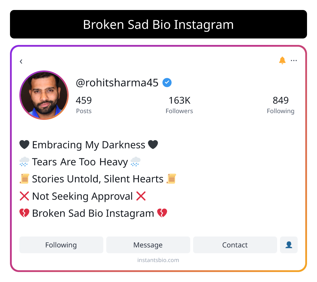 Broken Sad Bio Instagram