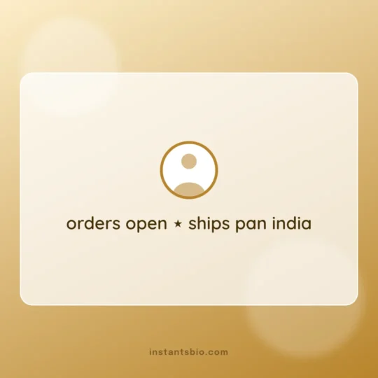 Business Bio For Instagram card: orders open ⋆ ships pan india