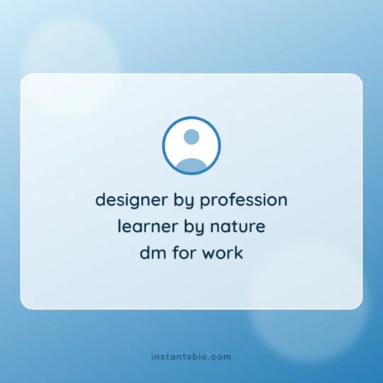 Classy Instagram Bio card: designer by profession