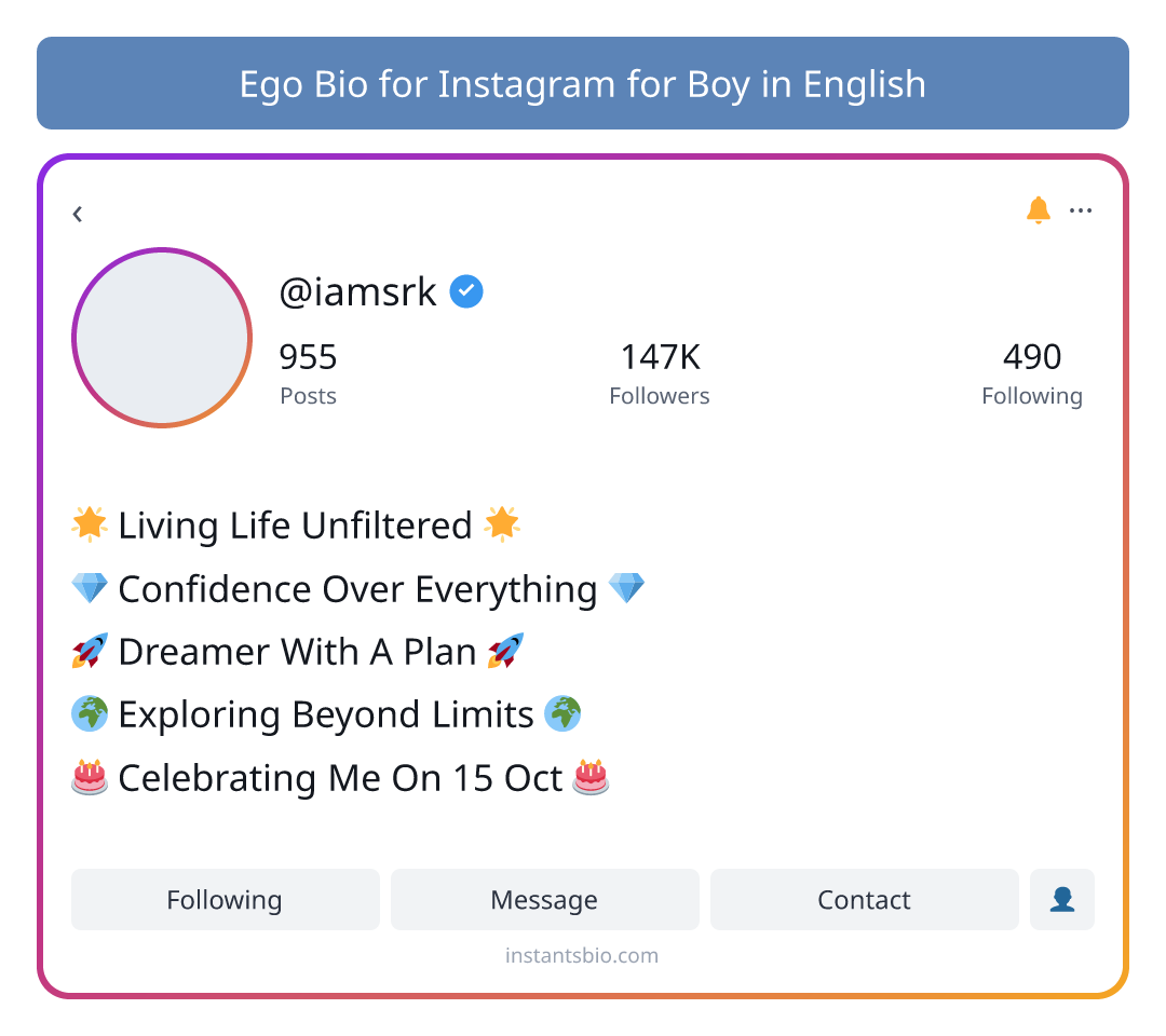 Ego Bio for Instagram for Boy in English