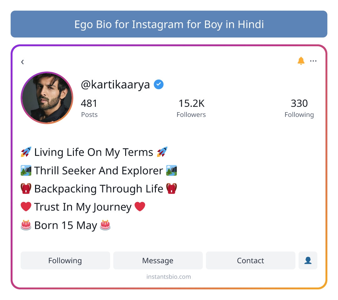 Ego Bio for Instagram for Boy in Hindi
