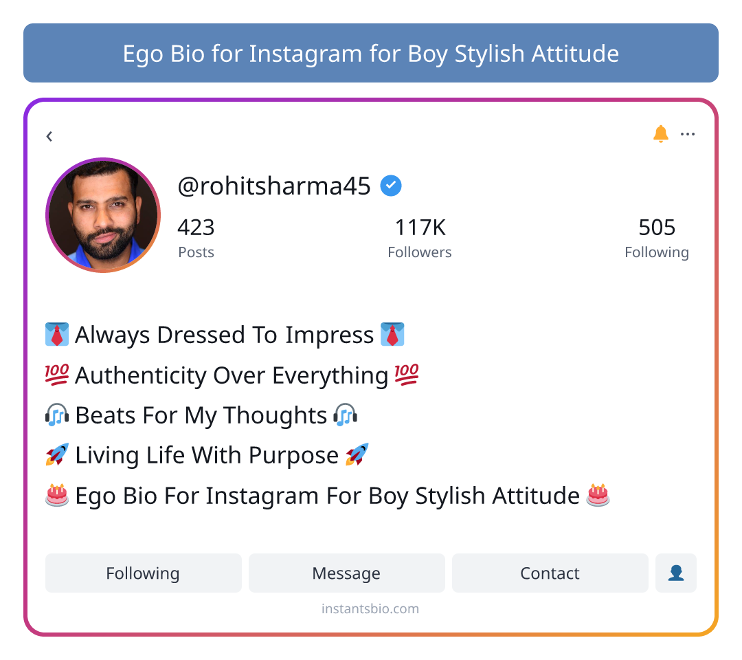 Ego Bio for Instagram for Boy Stylish Attitude