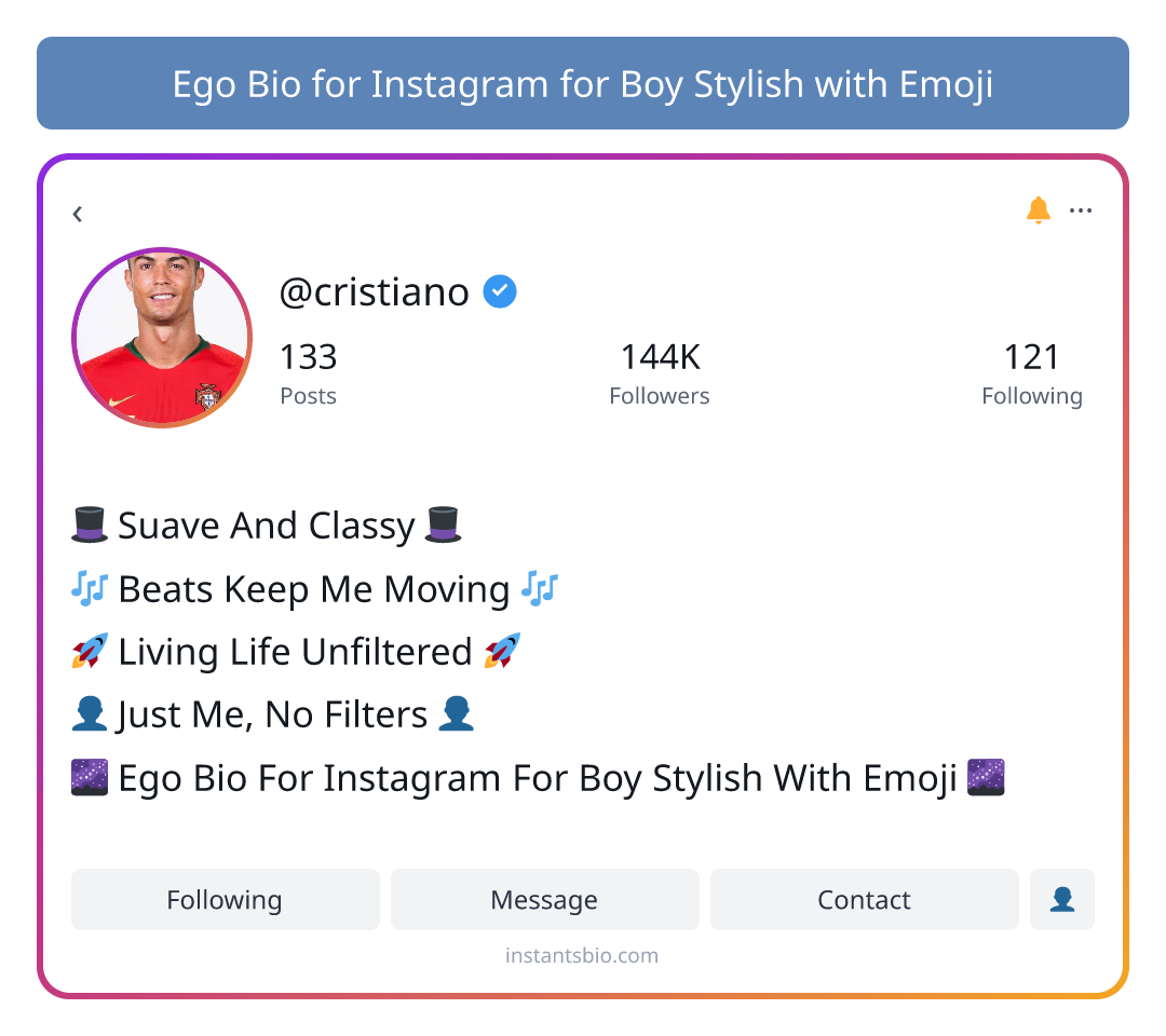 Ego Bio for Instagram for Boy Stylish with Emoji