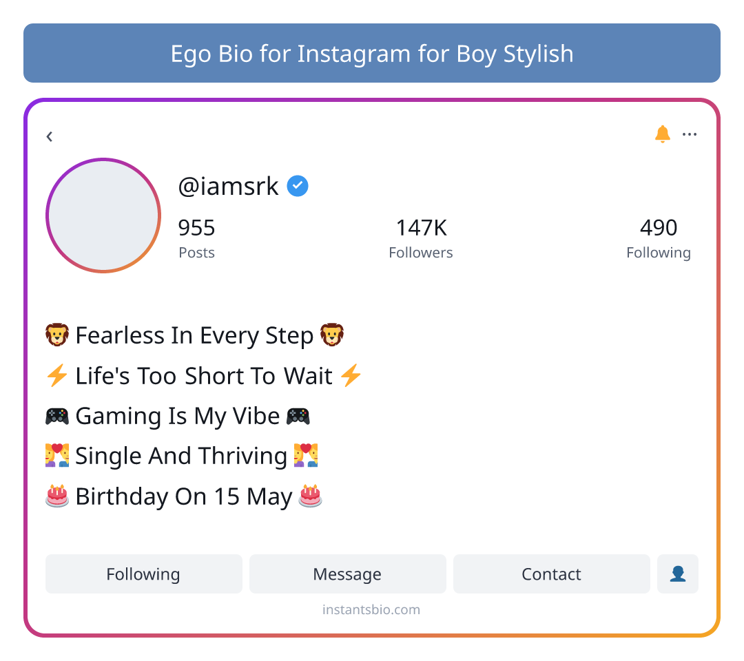 Ego Bio for Instagram for Boy Stylish