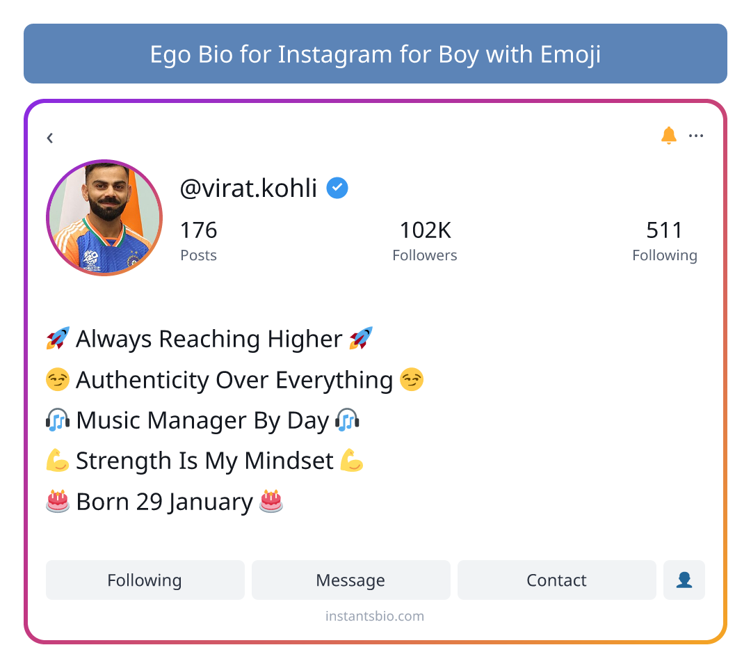 Ego Bio for Instagram for Boy with Emoji