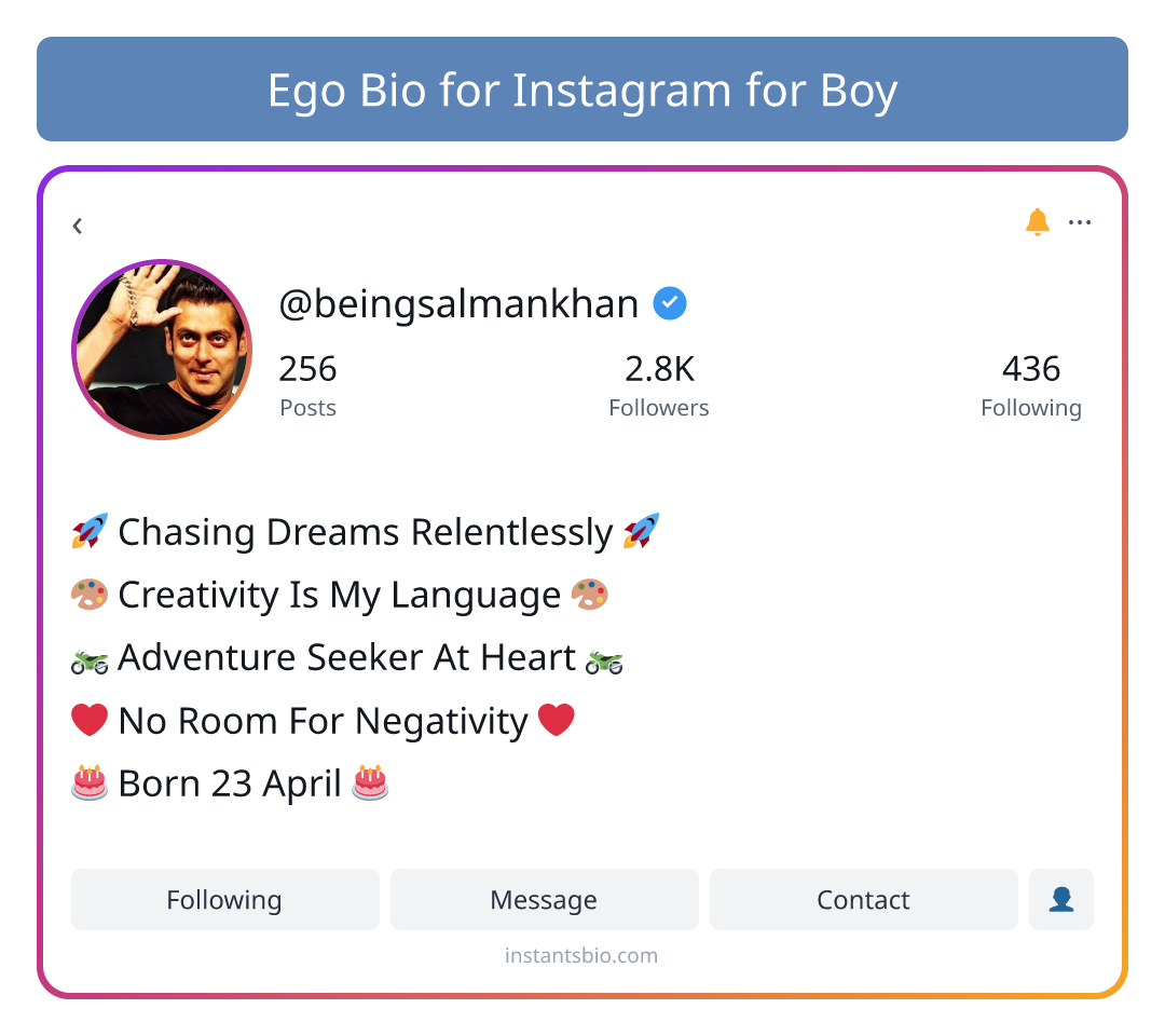 Ego Bio for Instagram for Boy