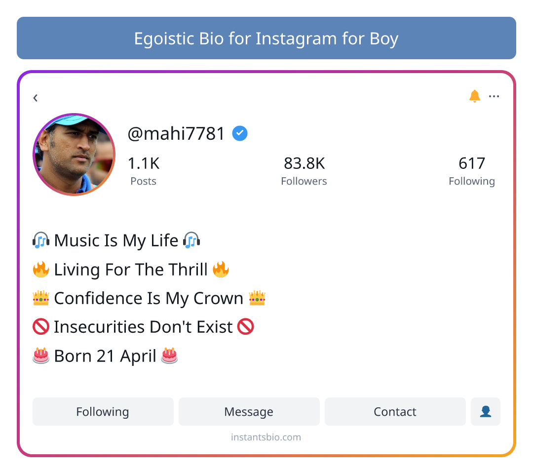 Egoistic Bio for Instagram for Boy - ego bio for instagram for boy