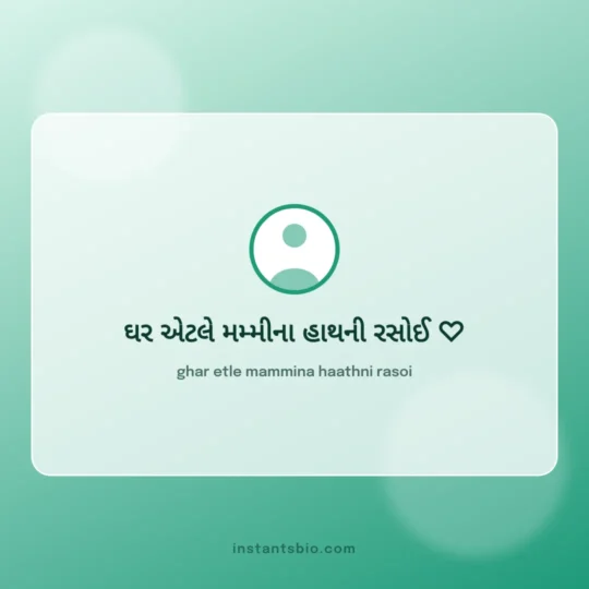 Instagram Bio Gujarati card: ghar etle mammina haathni rasoi