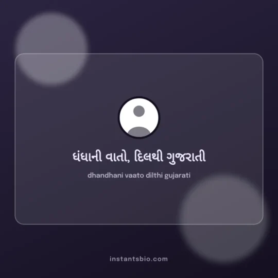 Instagram Bio Gujarati card: dhandhani vaato dilthi gujarati