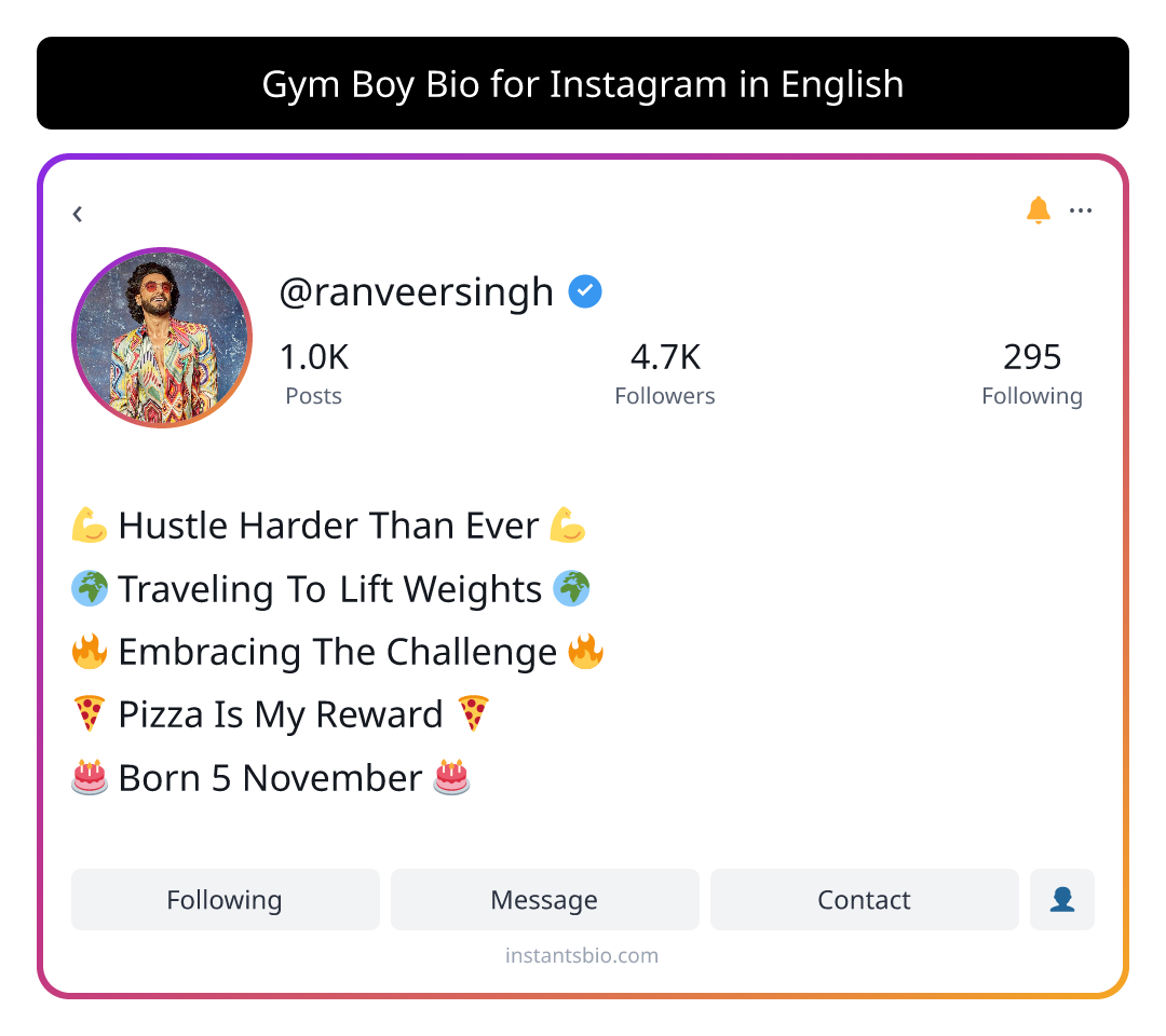 Gym Boy Bio for Instagram in English