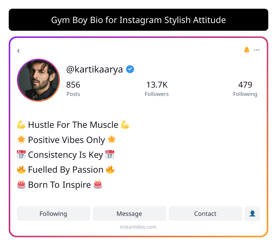 Gym Boy Bio for Instagram Stylish Attitude