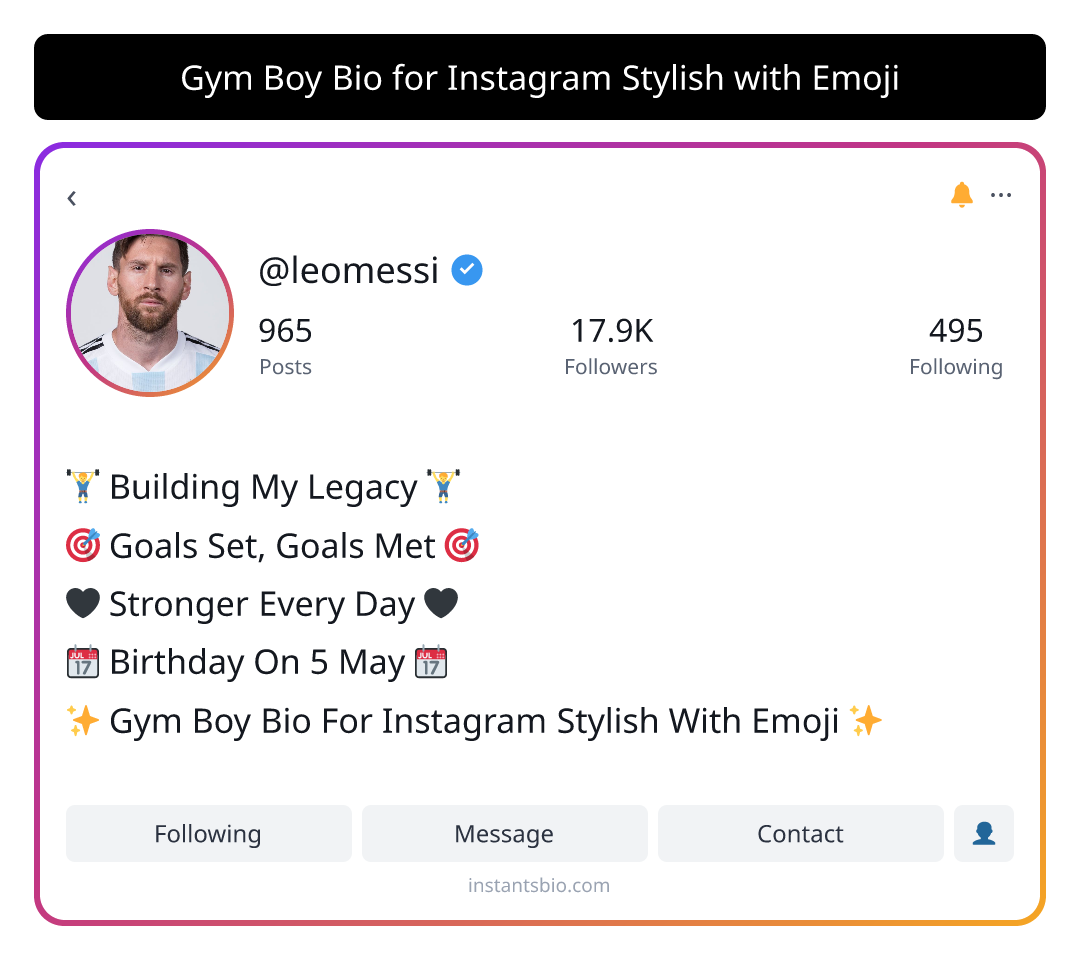 Gym Boy Bio for Instagram Stylish with Emoji