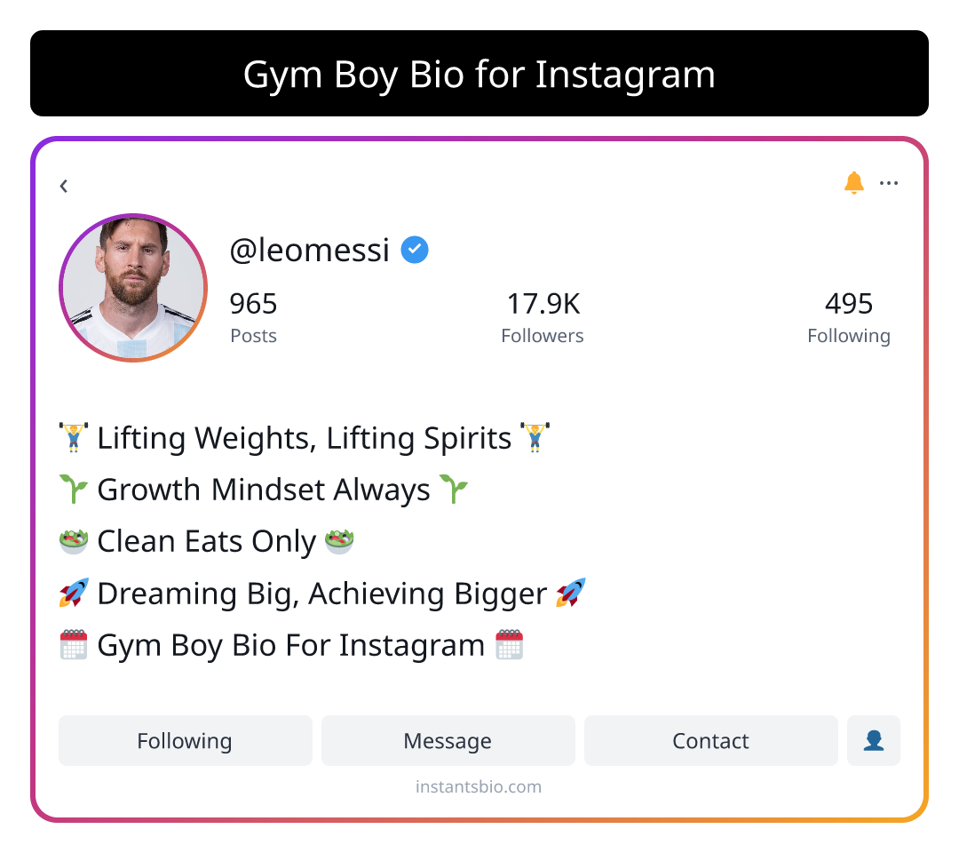 Gym Boy Bio for Instagram