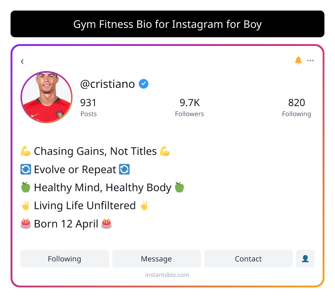 Gym Fitness Bio for Instagram for Boy - gym boy bio for instagram