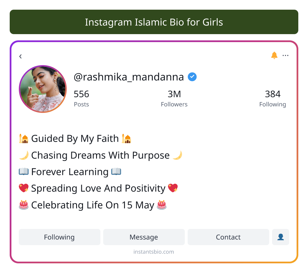 Instagram Islamic Bio for Girls