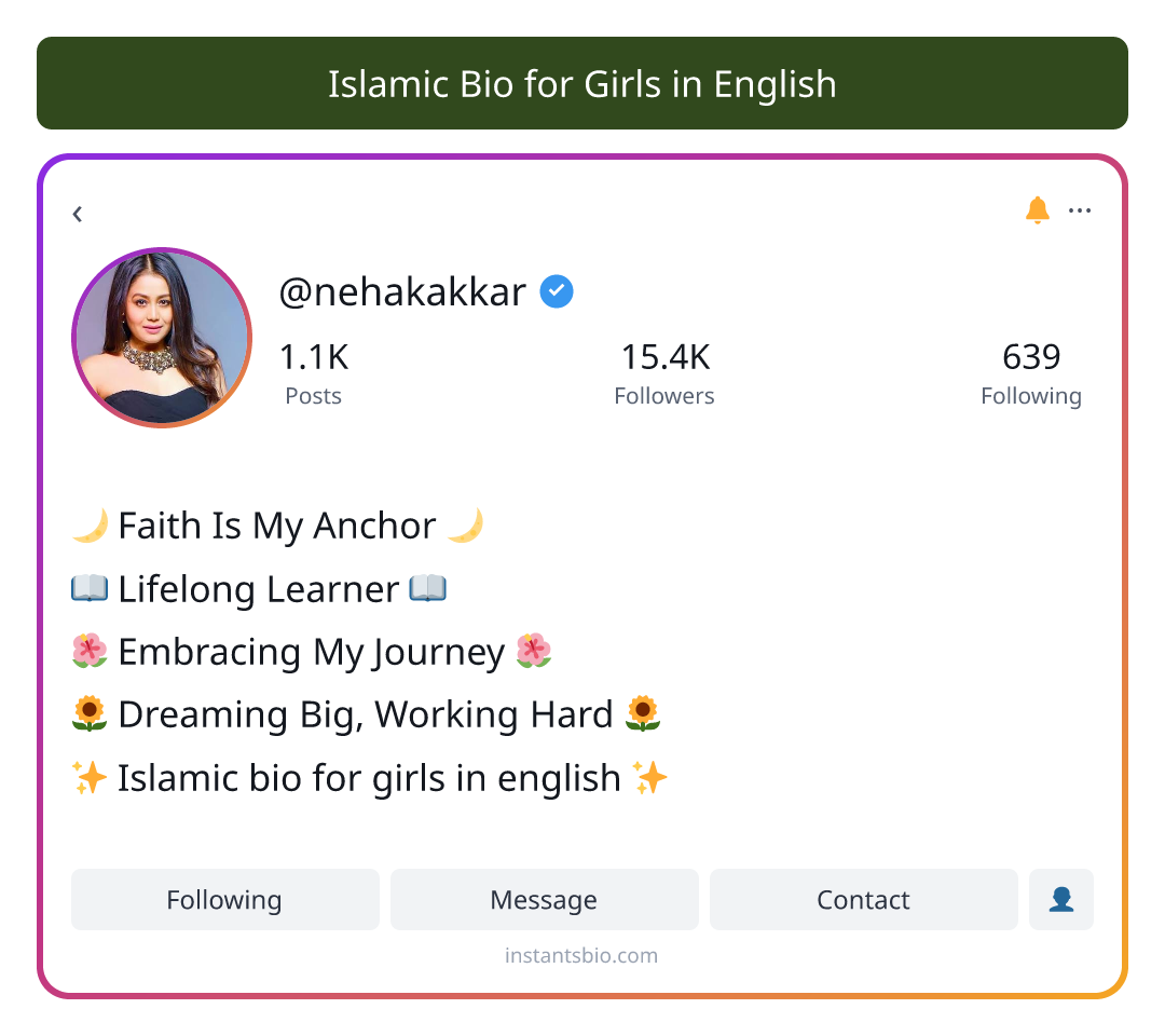 Islamic Bio for Girls in English