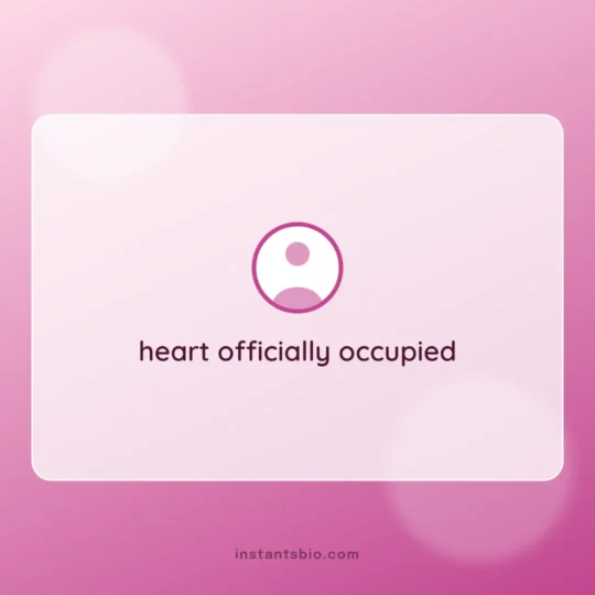 Love Bio For Instagram card: heart officially occupied
