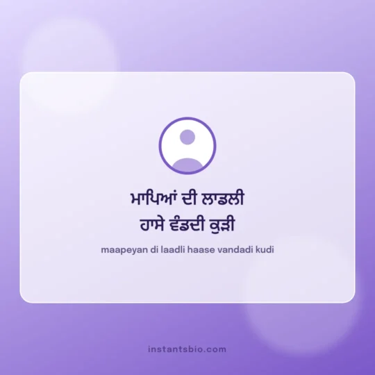 Instagram Bio Punjabi card: maapeyan di laadli