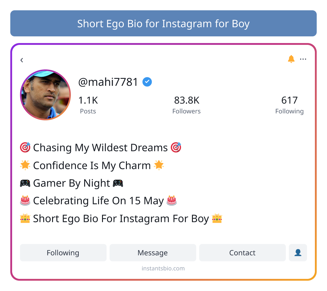 Short Ego Bio for Instagram for Boy