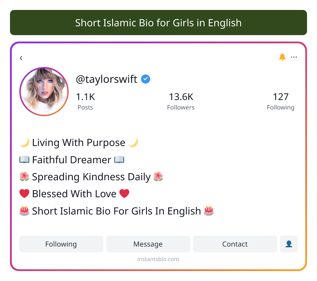 Short Islamic Bio for Girls in English